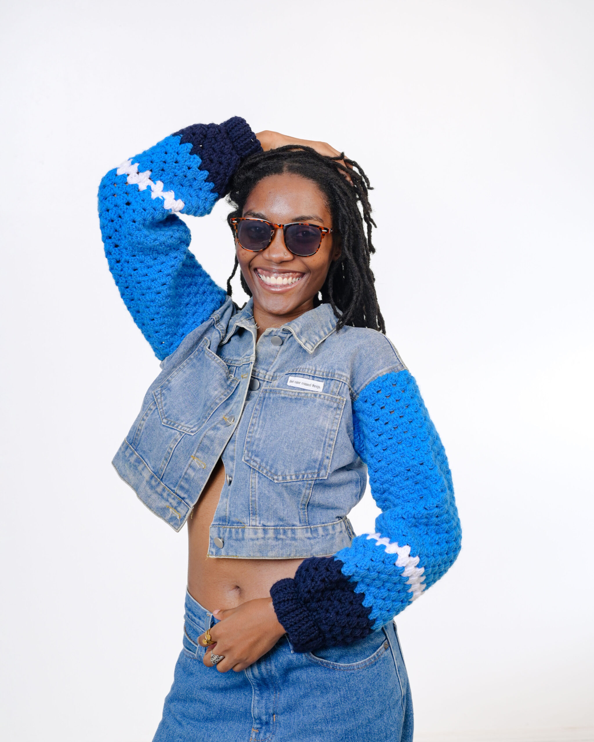 Denim jacket with crotchet