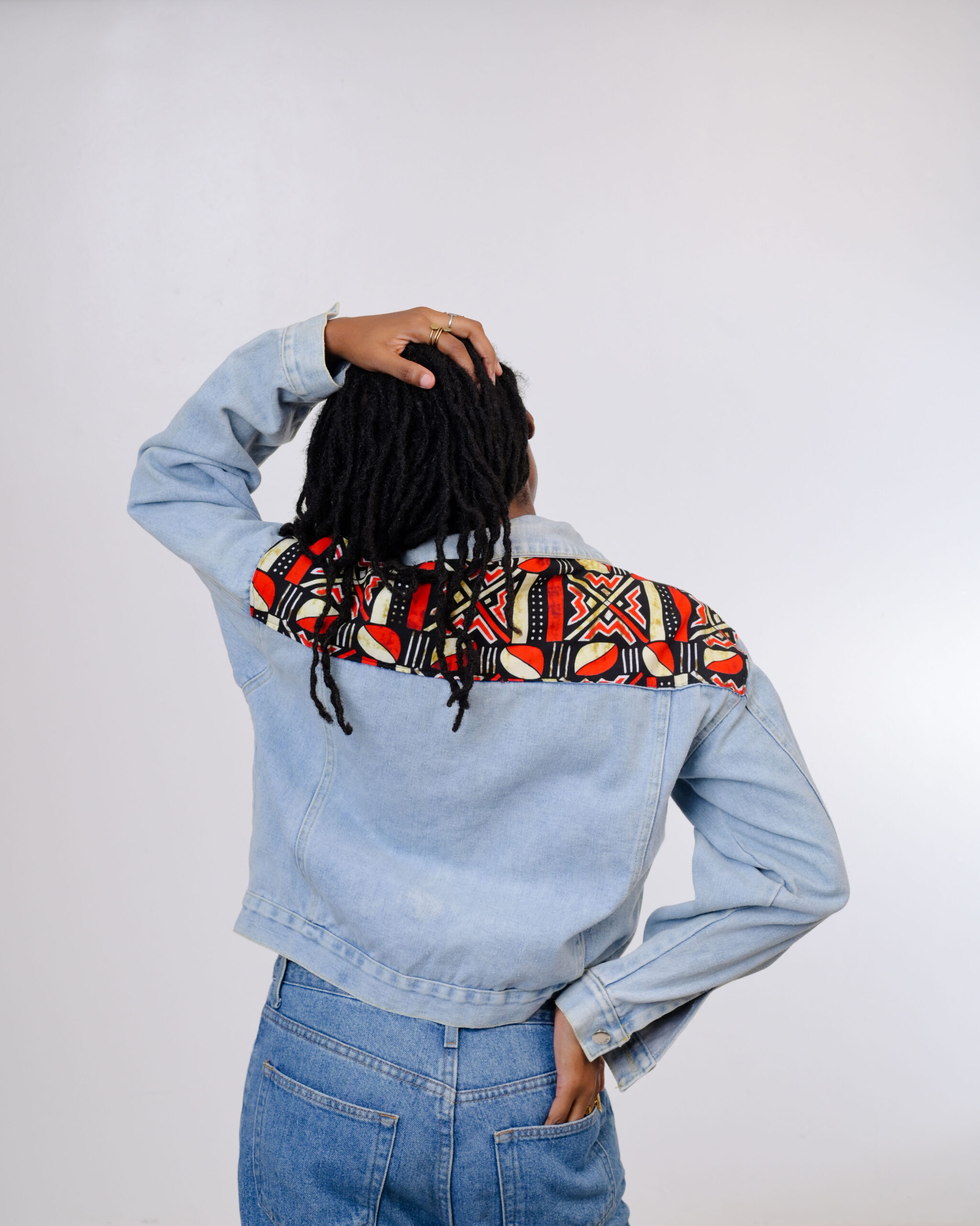 Denim jacket with Ankara